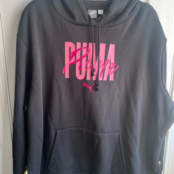 Puma Sweaters - PUMA Women's Black Sweater with Vibrant Pink Logo